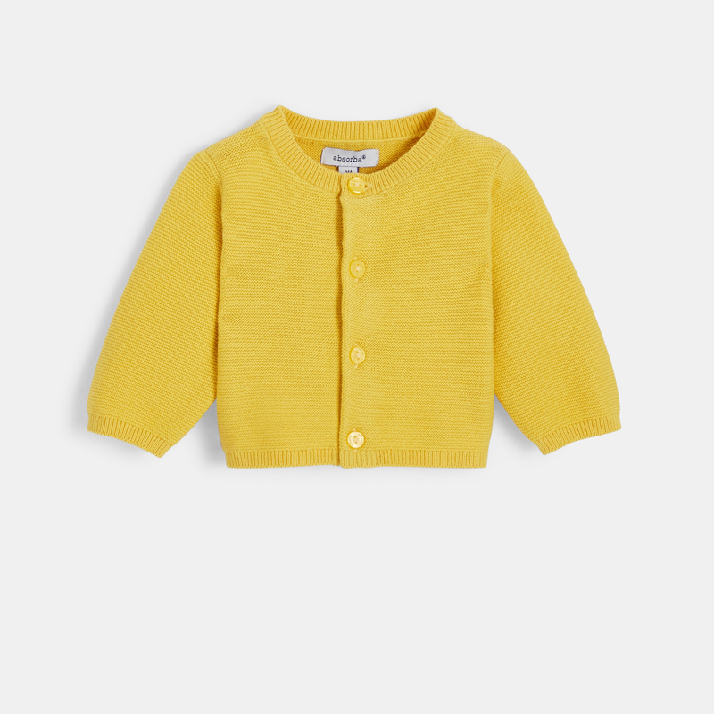 Cardigan bébé en coton bio jaune Absorba - 6M