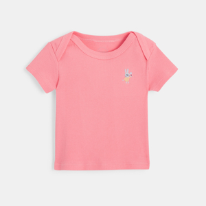 T-shirt manches courtes bébé en coton bio rose Absorba 1