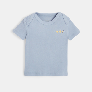 T-shirt manches courtes bébé en coton bio bleu Absorba 1