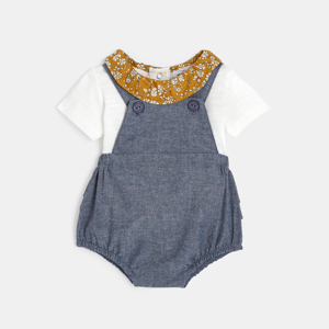 Ensemble t-shirt et salopette bébé fille bleue Absorba 1