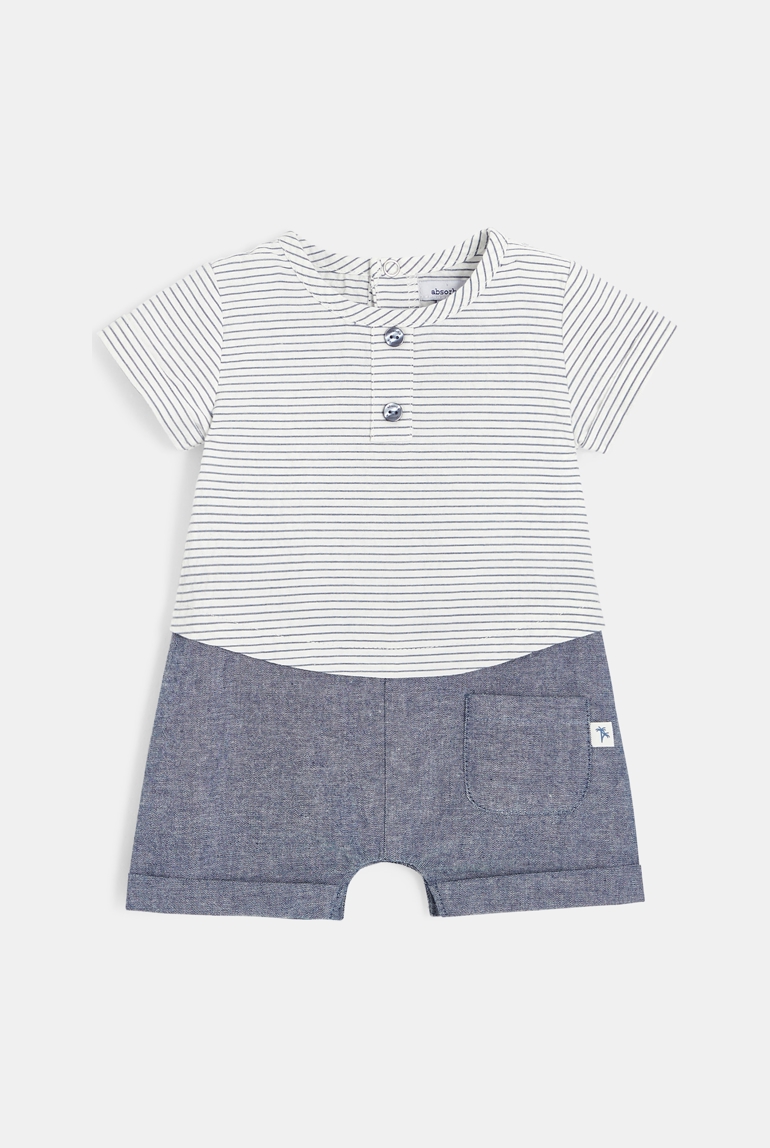 Combinaison effet 2 en 1 bébé garçon en coton bleu Absorba 1