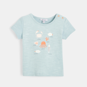 T-shirt manches courtes bébé fille en jersey flammé bleu Absorba 1