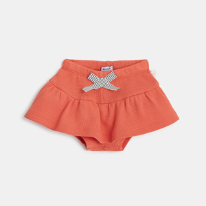 Jupe-short bébé fille en coton nid d'abeille orange Absorba 1