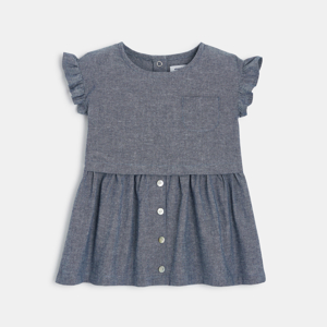 Robe sans manches bébé fille en chambray bleue Absorba 1