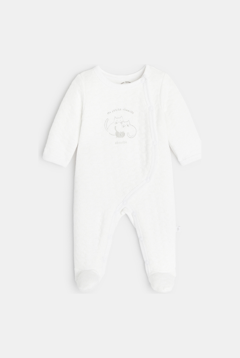 Pyjama matelassé bébé en coton bio blanc Absorba 1