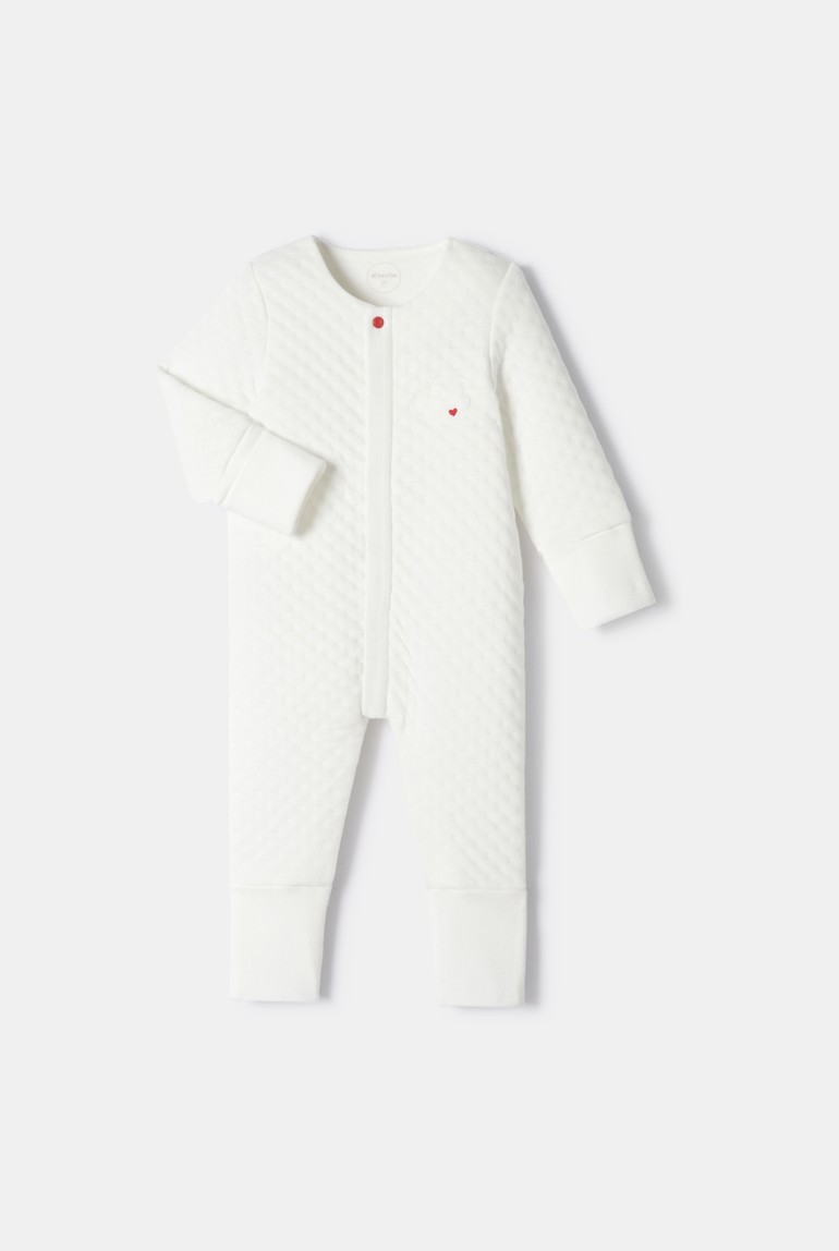 Pijama con pies y manos extraíbles de muletón en relieve 2 en 1 blanco nacimiento Absorba 1