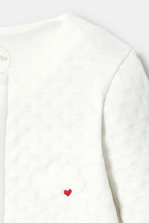 Pyjama pieds et mains amovibles en molleton reliefé 2 en 1 blanc naissance Absorba