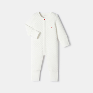 Pyjama pieds et mains amovibles en molleton reliefé 2 en 1 blanc naissance Absorba 1