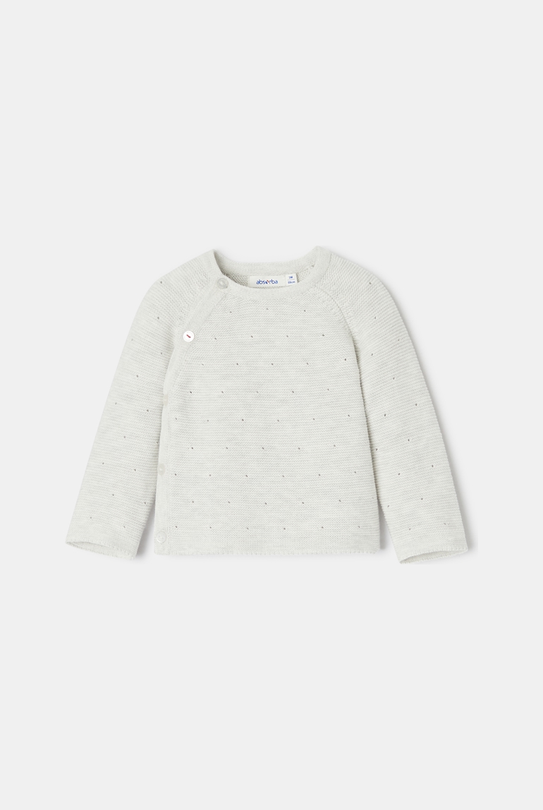 Gilet cache-cœur en tricot blanc naissance Absorba 1