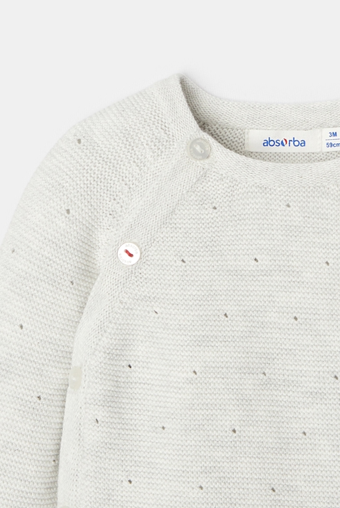 Gilet cache-cœur en tricot blanc naissance Absorba 2