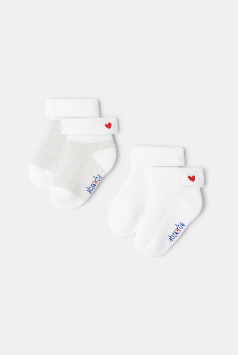 Lot de 2 paires de chaussettes en tricot bouclette beige naissance Absorba 1