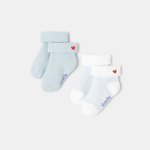 Lot de 2 paires de chaussettes bleues en tricot bouclette naissance Absorba 1