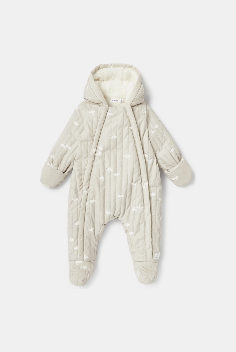 Combinaison-pilote matelassée et doublée beige naissance Absorba 1