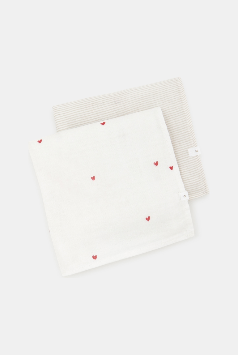 Lot de 2 langes en gaze de coton blanc naissance 1