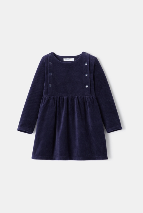 Robe unie en velours côtelé bleue bébé fille Absorba 1