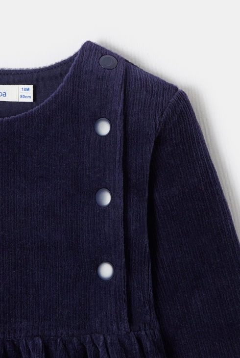 Robe unie en velours côtelé bleue bébé fille Absorba 2