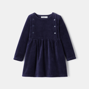 Robe unie en velours côtelé bleue bébé fille Absorba 1