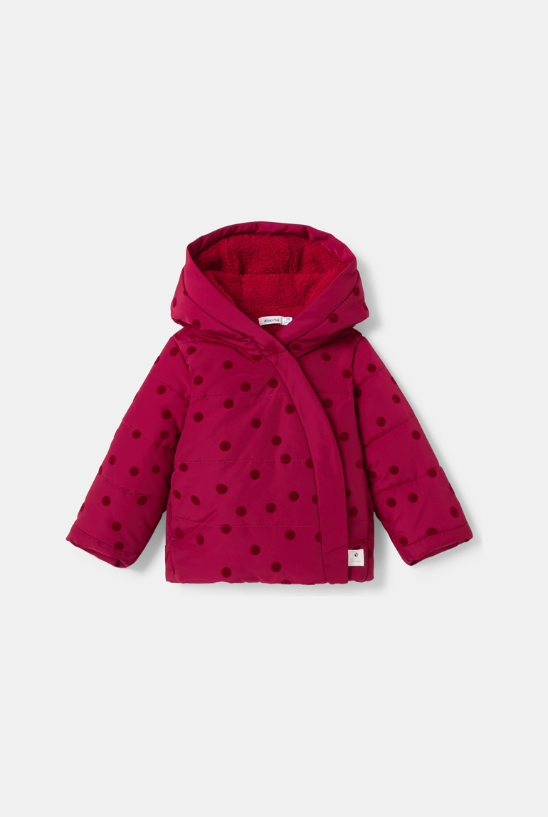 Doudoune à capuche imprimé pois rouge bébé fille Absorba 1