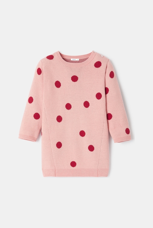 Robe-pull à pois en tricot rose bébé fille Absorba 1