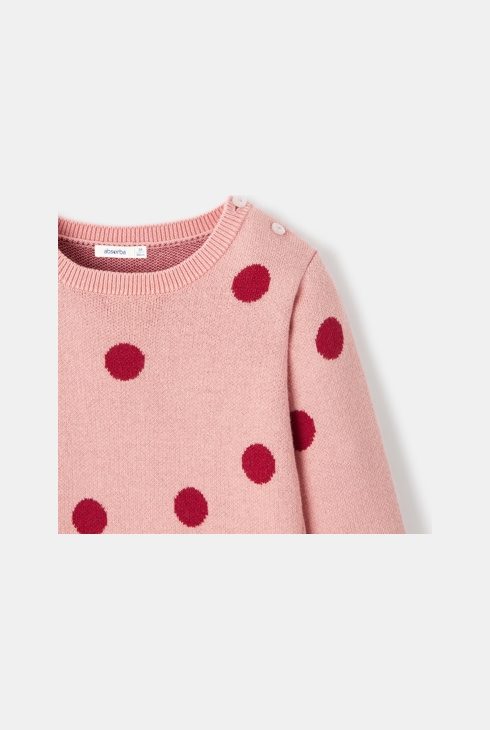 Robe-pull à pois en tricot rose bébé fille Absorba 2