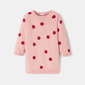 Robe-pull à pois en tricot rose bébé fille Absorba 1