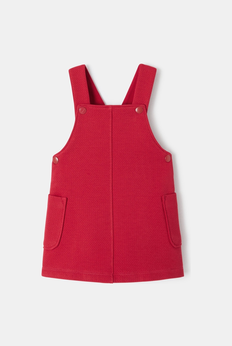 Robe unie en molleton à effet piqué rouge bébé fille Absorba 1