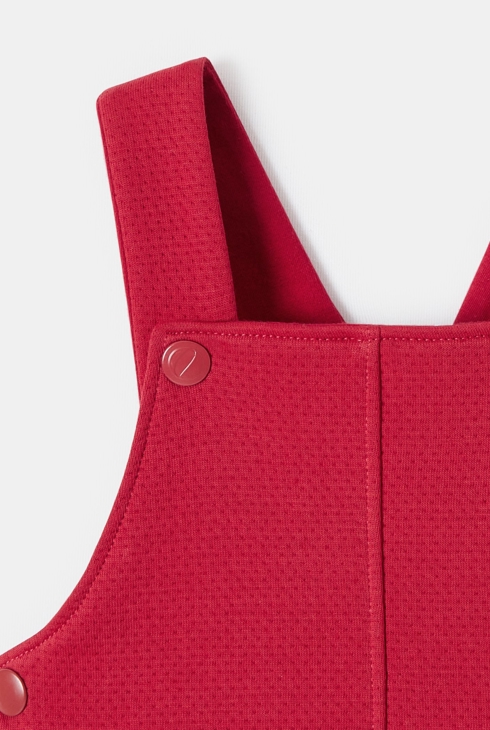 Robe unie en molleton à effet piqué rouge bébé fille Absorba 2