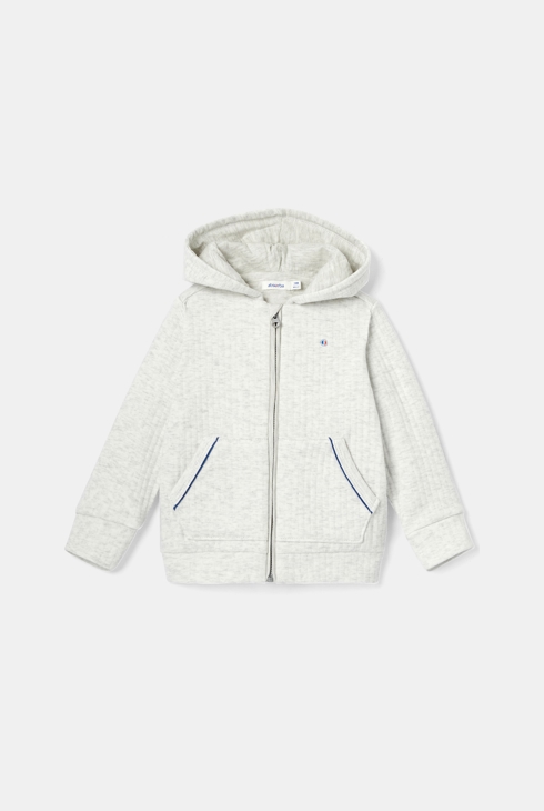 Sweat-shirt zippé à capuche blanc bébé garçon 1