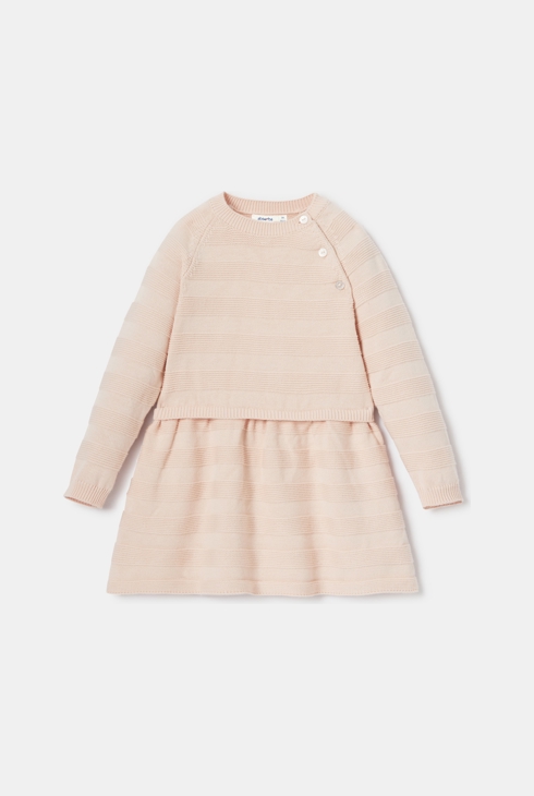 Robe-pull en tricot côtelé rose bébé fille Absorba 1