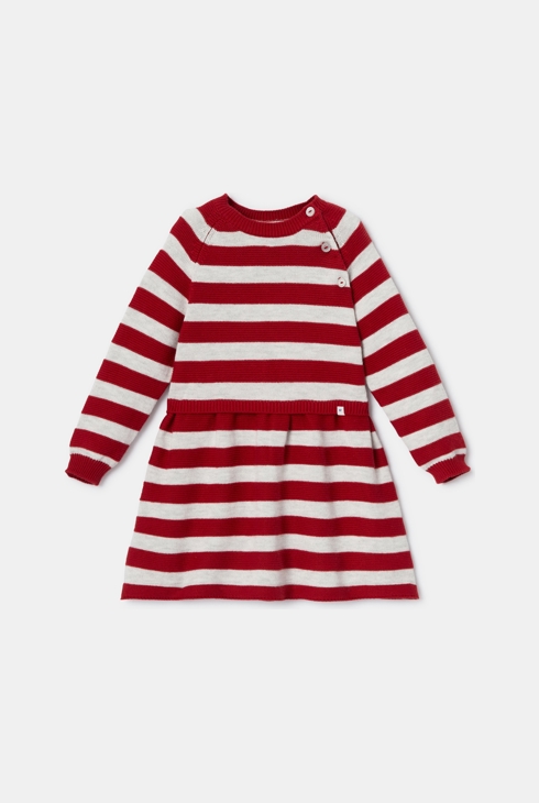 Robe-pull en tricot côtelé rouge bébé fille Absorba 1