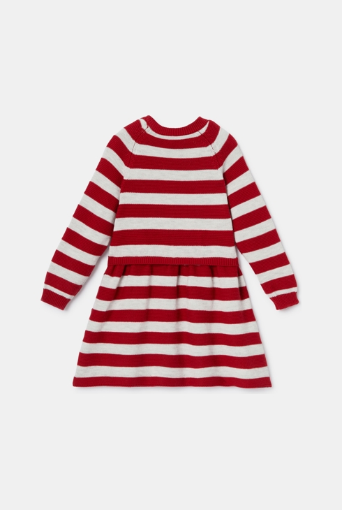 Robe-pull en tricot côtelé rouge bébé fille Absorba 2