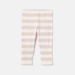 Legging rayé en jersey côtelé rose bébé fille Absorba 1