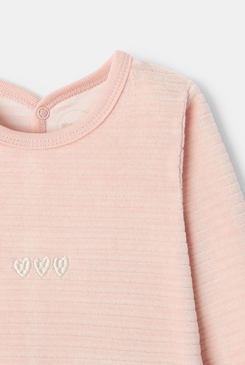 Dors-bien en velours Ottoman rose naissance Absorba 2