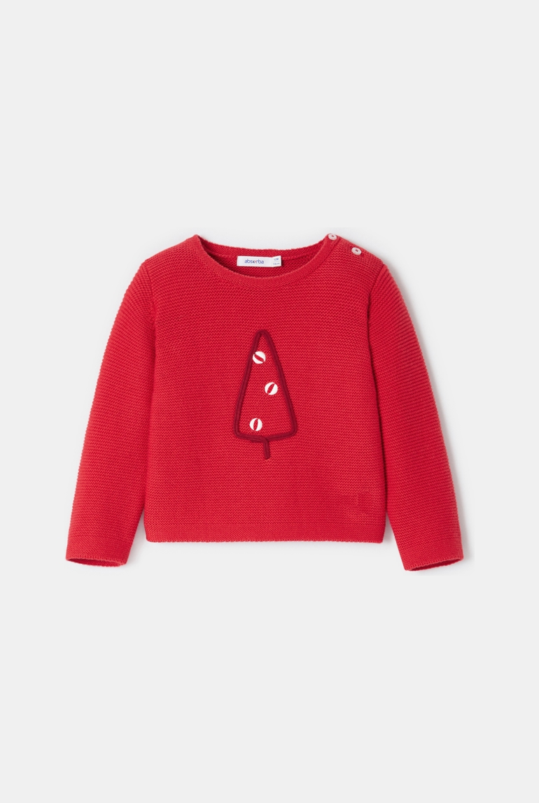 Pull de Noël en tricot rouge bébé garçon Absorba 1