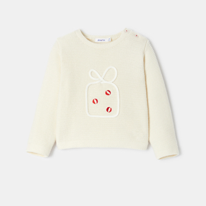 Pull de Noël en tricot blanc bébé fille Absorba 1