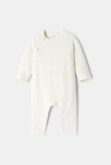 Combinaison en tricot point mousse blanc naissance Absorba
