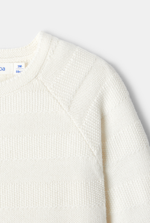 Combinaison en tricot point mousse blanc naissance Absorba 2