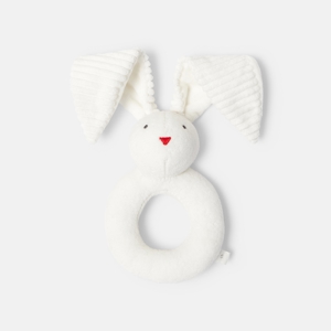 Hochet lapin en velours blanc naissance Absorba 1