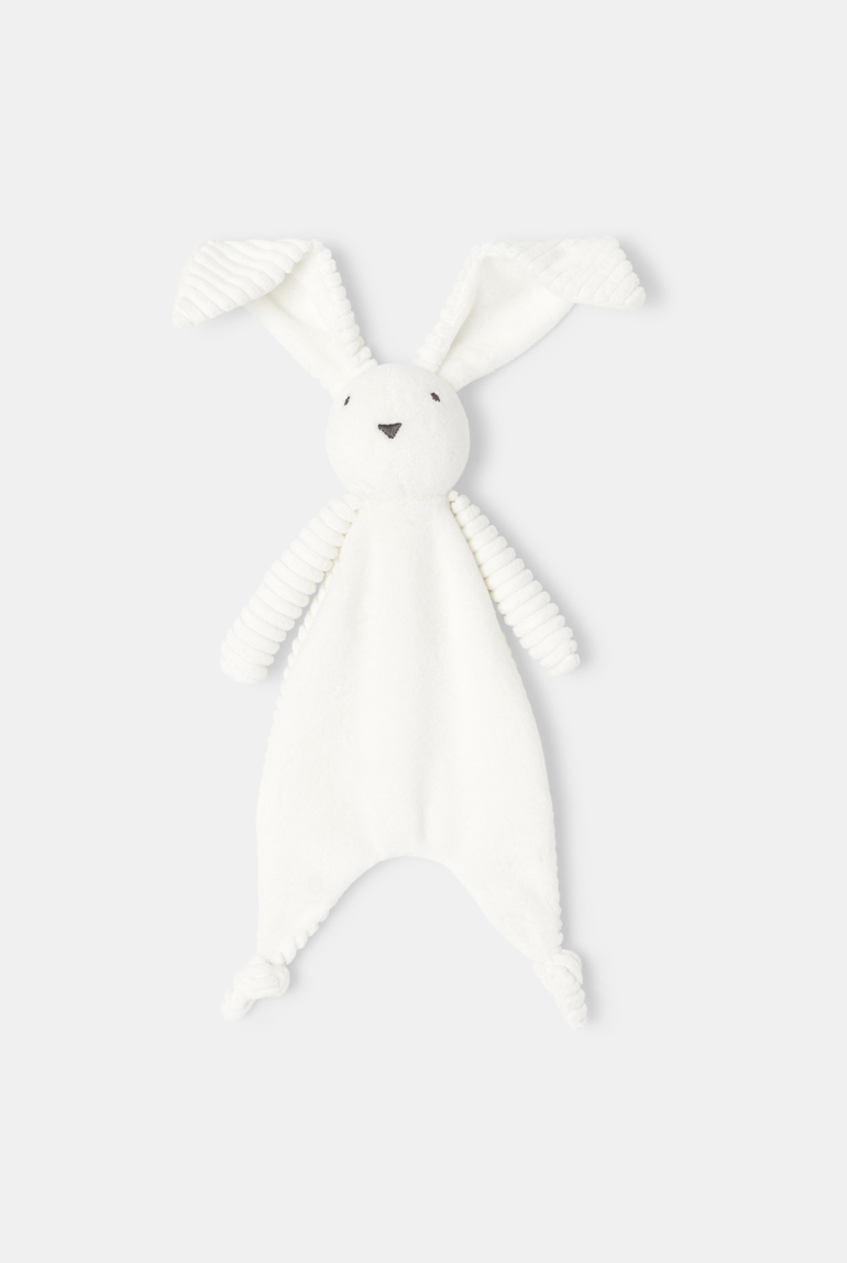 Doudou lapin en coton bi-matière blanc naissance Absorba 1