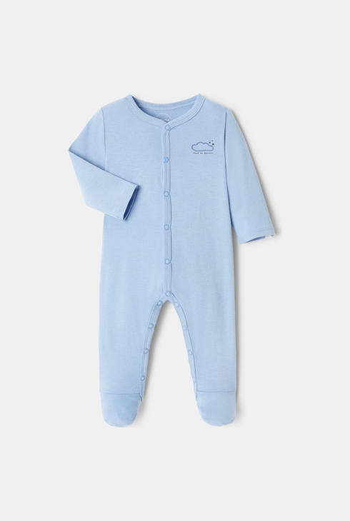 Tutina pigiama in cotone biologico blu nascita Absorba 1