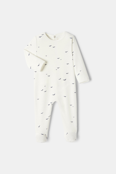 Dors-bien à manches longues en coton blanc mixte Absorba
