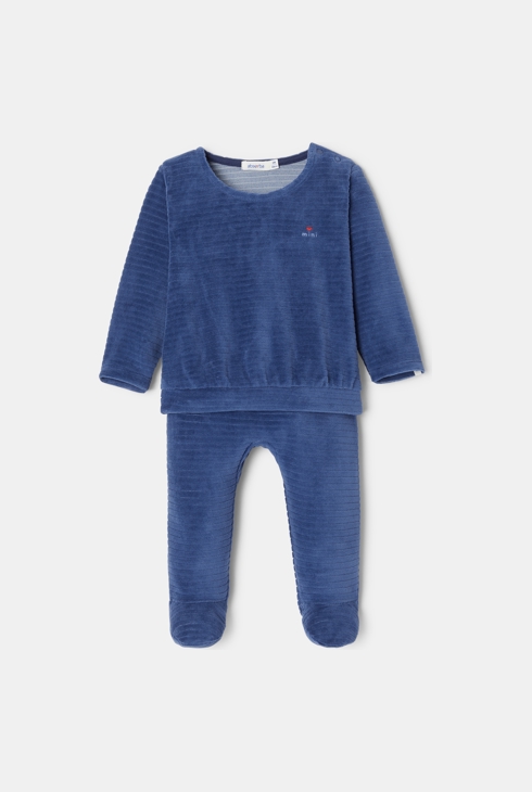 Pyjama en velours ottoman bleu mixte Absorba 1