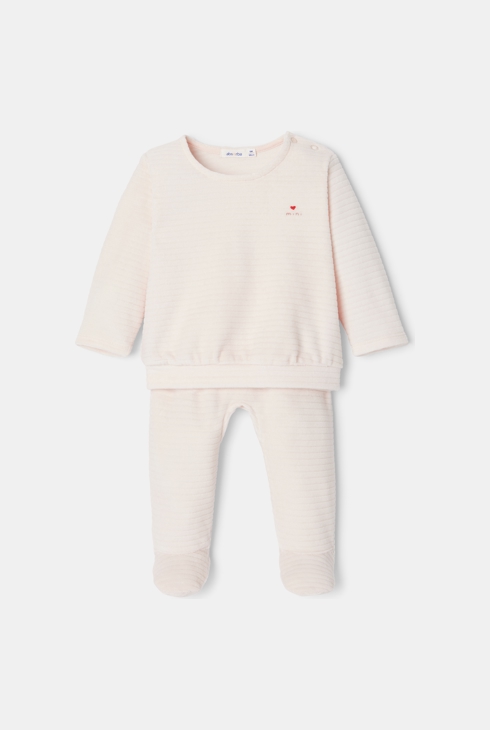 Pyjama en velours ottoman rose mixte Absorba 1