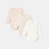 Lot de 3 bodies cœur croisé manches longues en jersey de coton bio rose naissance Absorba