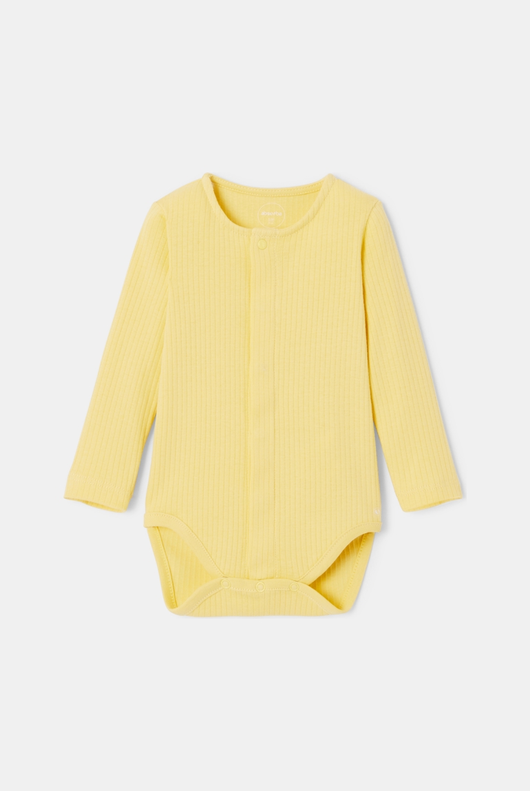 Body manches longues en coton bio jaune naissance Absorba 1
