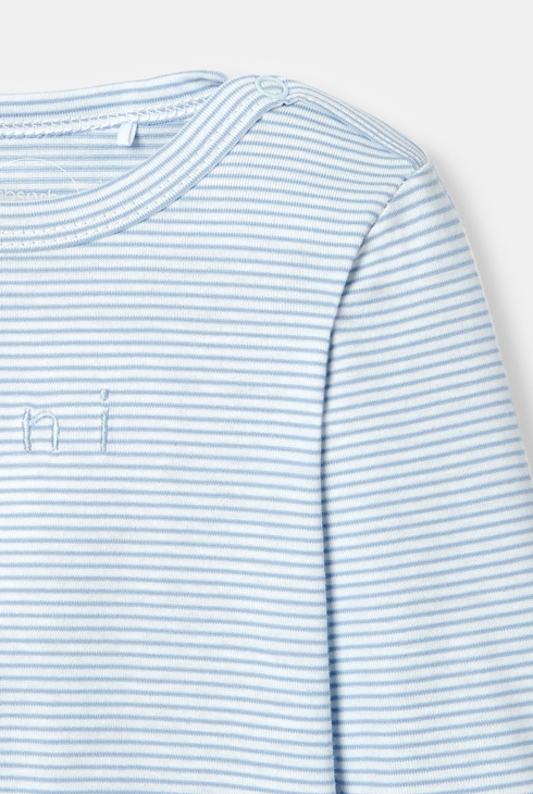 T-shirt à manches longues rayé en coton bio bleu naissance Absorba