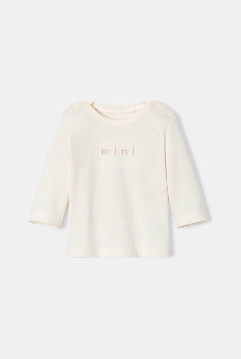 T-shirt à manches longues rayé en coton bio rose naissance Absorba