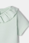 T-shirt à col collerette manches courtes en coton bio bleu naissance Absorba 2