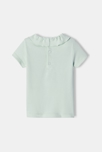 T-shirt à col collerette manches courtes en coton bio bleu naissance Absorba 3