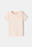 T-shirt à col collerette manches courtes en coton bio rose naissance Absorba